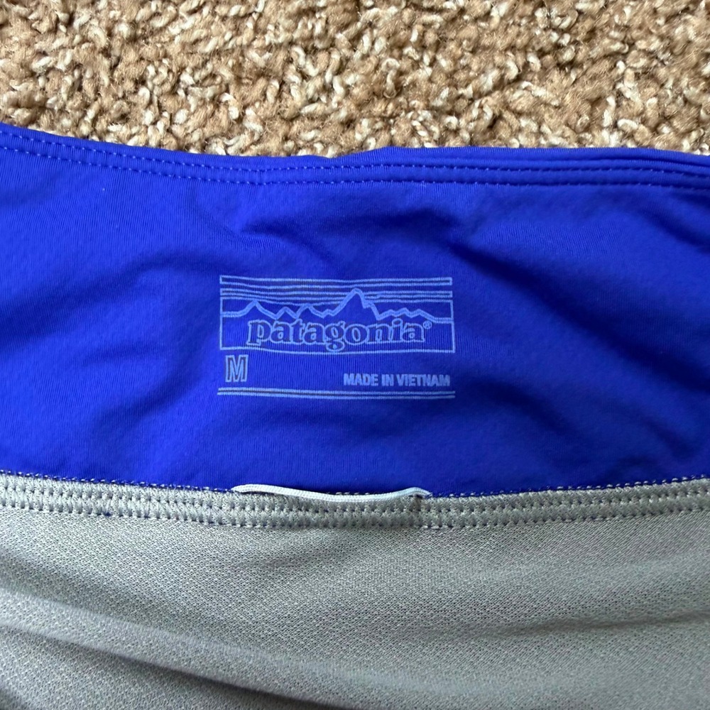 Patagonia Strider Pro Running Shorts Womens Medium Blue Geometric Trail Athletic - Picture 3 of 8